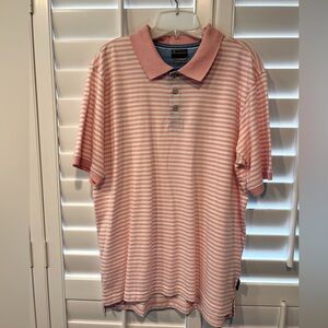Columbia PFG Pink and White Stripe Polo Size L